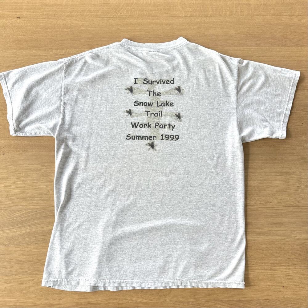 Vintage 90s Trail Crew T Shirt Size XL "I Survived" 1999 Nature Funny Gorpcore